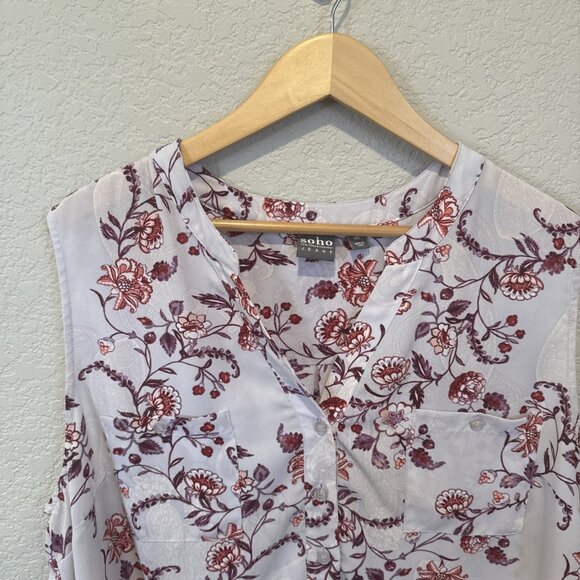 Soho New York & Company Jeans Blouse Sleeveless Purple Floral Summer Womens XXL - Picture 4 of 11